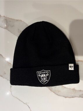 47 Kids Black Las Vegas Raiders Cuffed Beanie with Embroidered Logo